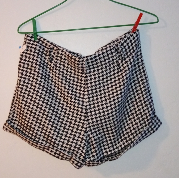 Large Houndstooth Pleated Dress Shorts business casual belt loops trouser Knit - Picture 2 of 13